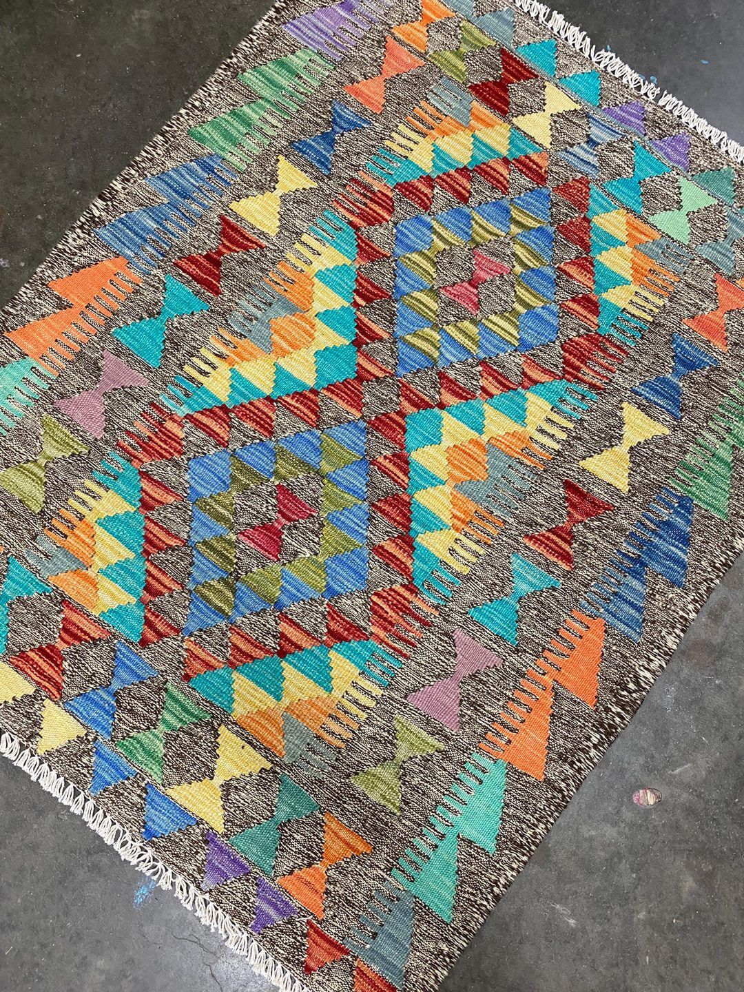 1.1x0.9 M Boho Maymana Afghan Kilim - Image 2