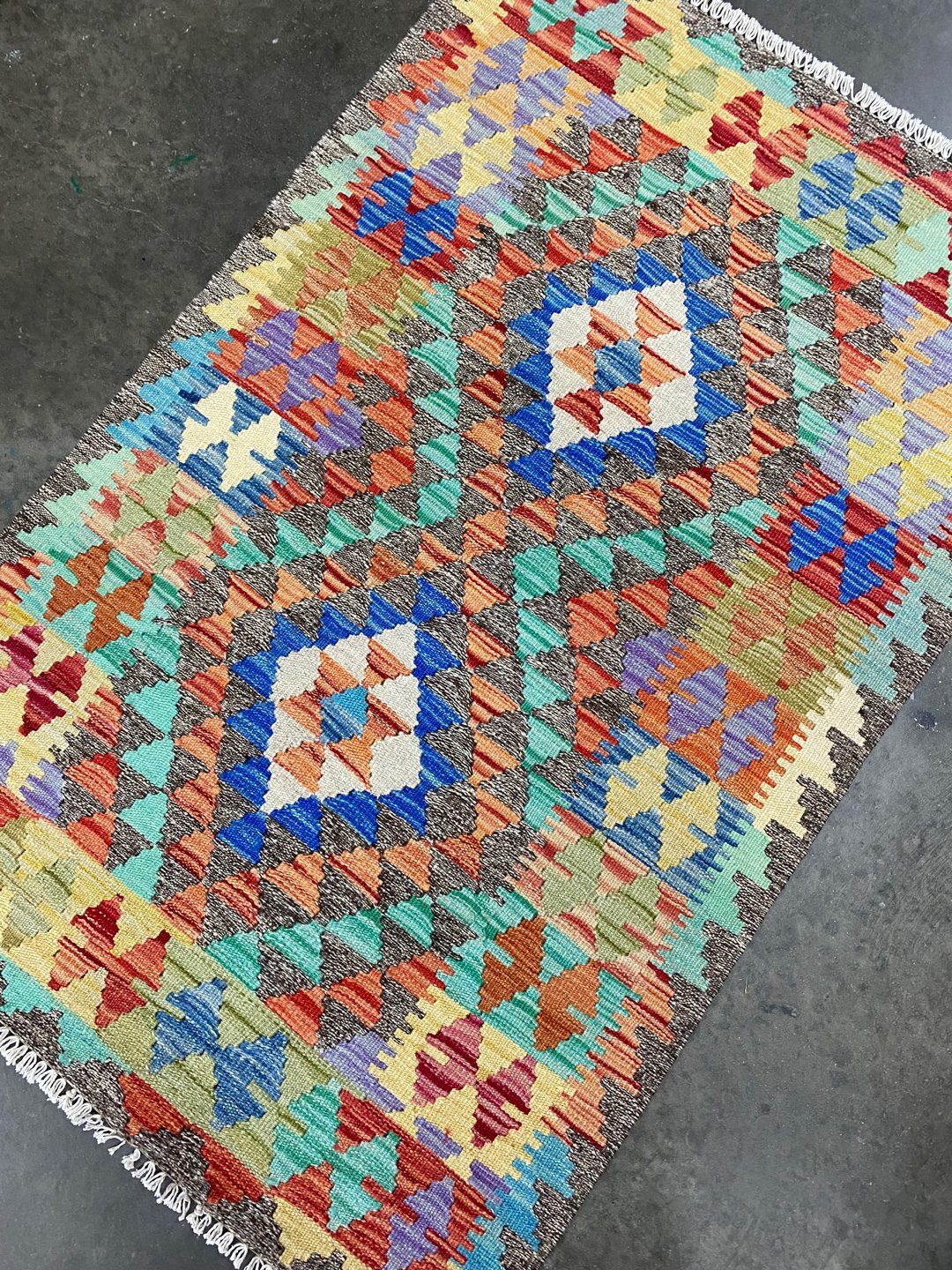 1.2x0.8 M Boho Maymana Afghan Kilim - Image 2