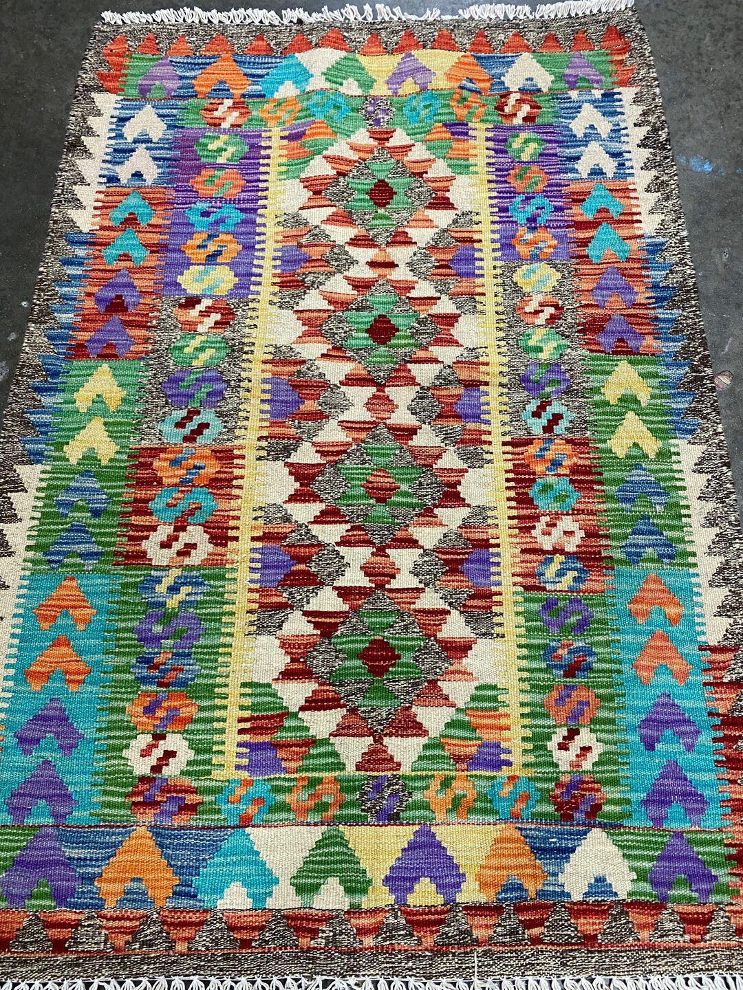 1.2x0.8 M Boho Maymana Afghan Kilim - Image 2