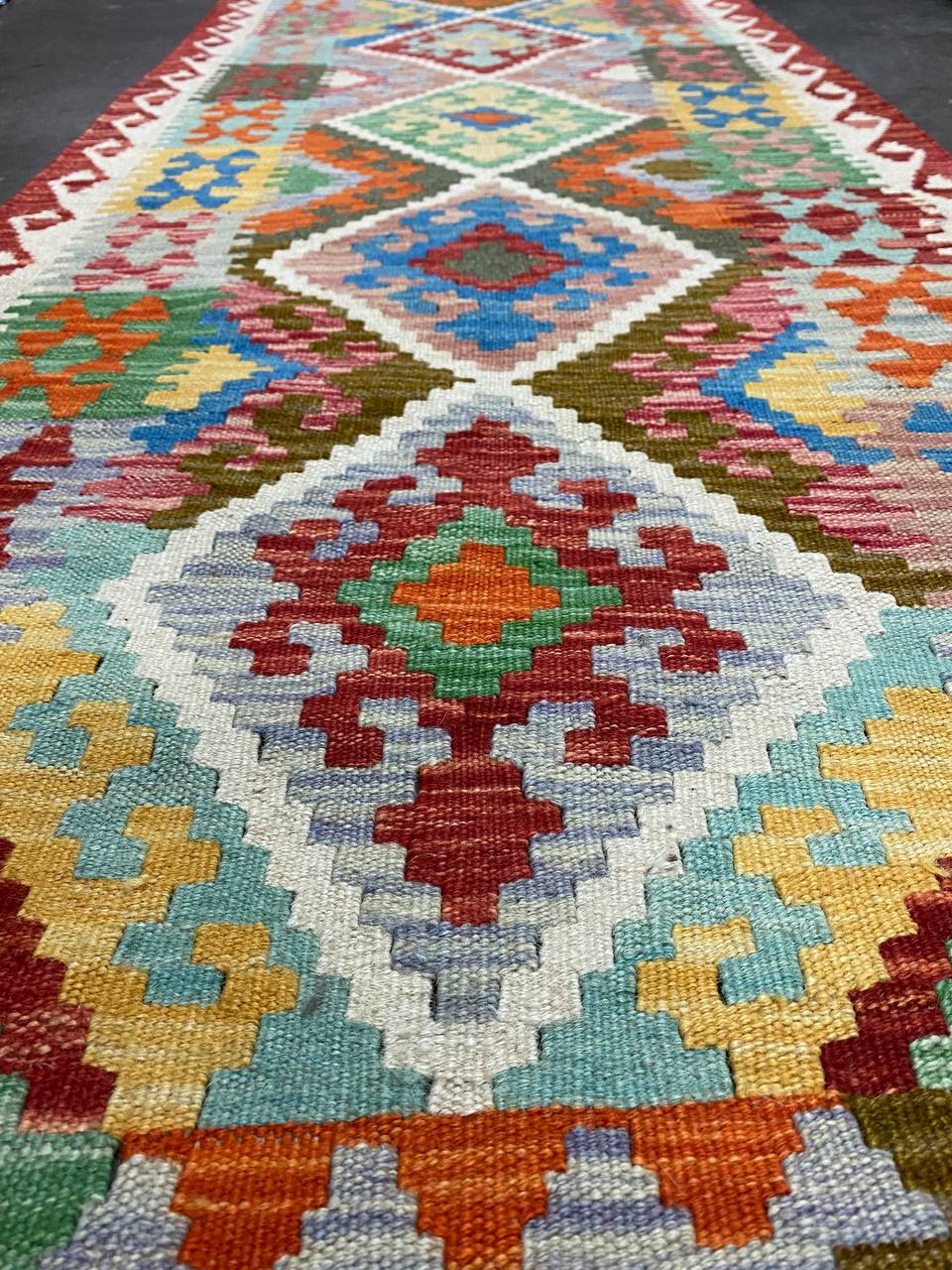 3 x 0.8 M Boho Maymana Afghan Kilim Runner - Image 4