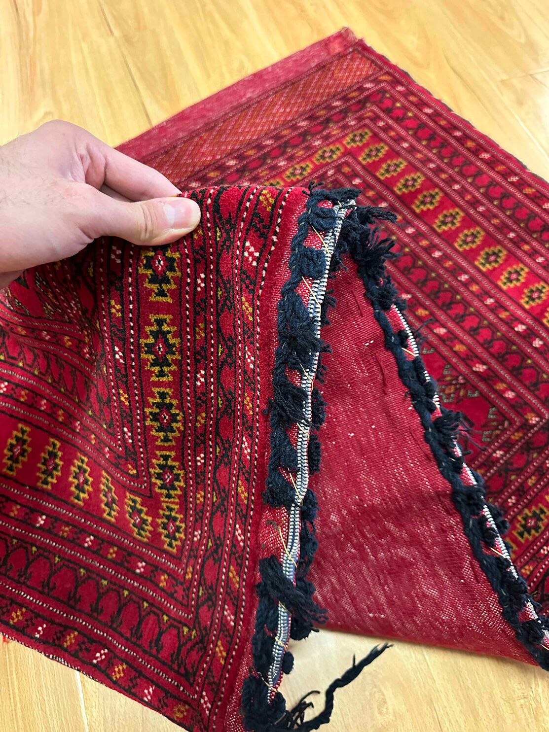 1.26 x 0.7 M Persian Turkoman Poshti Rug - Image 5