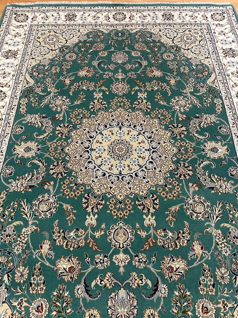 3x2M Indian Wool & Silk Nain Design Rug - Image 6