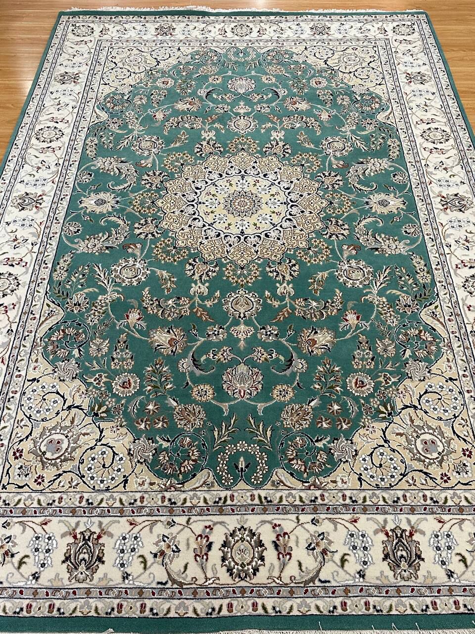3x2M Indian Wool & Silk Nain Design Rug - Image 9