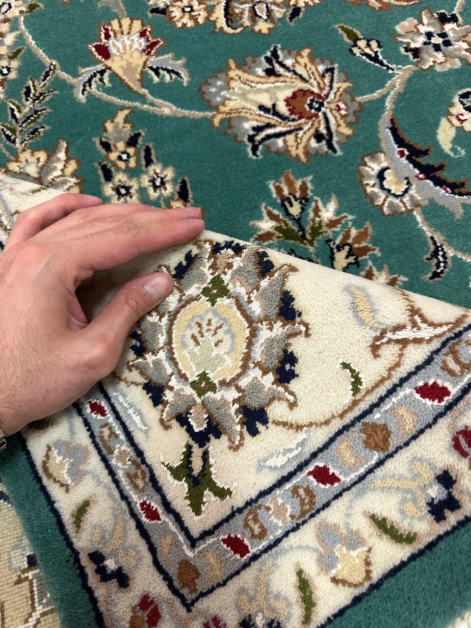 3x2M Indian Wool & Silk Nain Design Rug - Image 13
