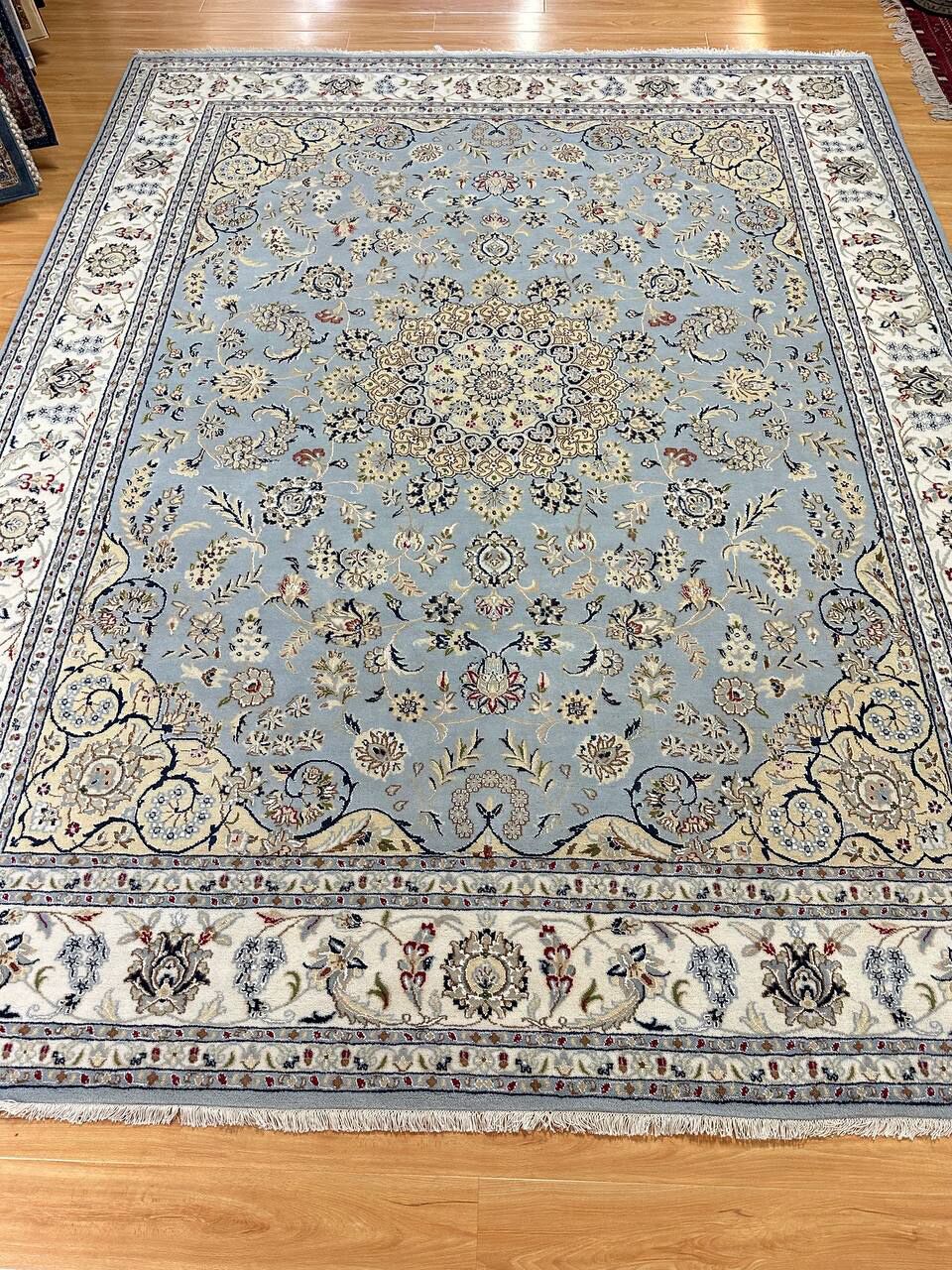 3.1 x 2.45 M Indian Wool & Silk Nain Design Rug - Image 8