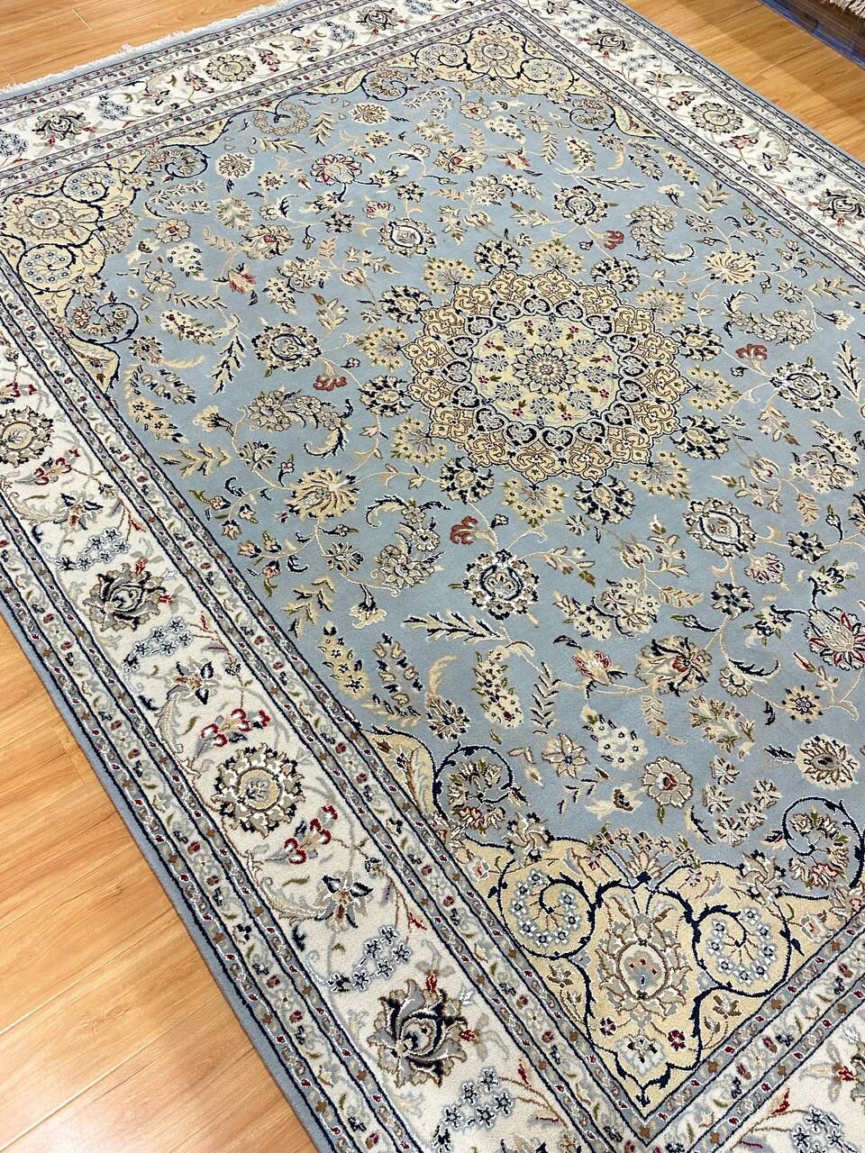 3.1 x 2.45 M Indian Wool & Silk Nain Design Rug - Image 10