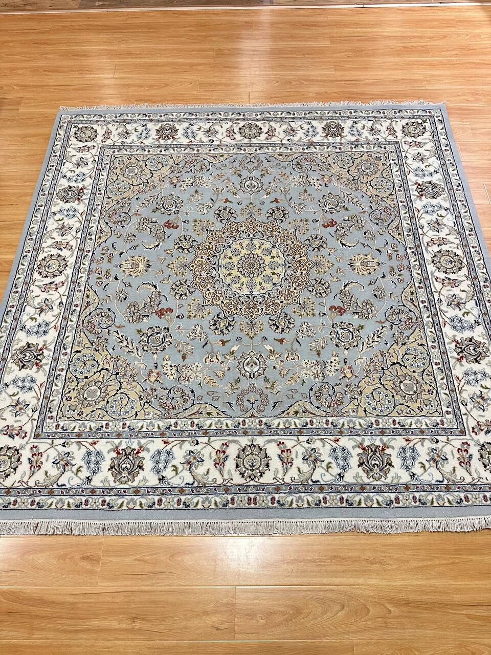 2 x 2 M Indian Wool & Silk Nain Design Rug - Image 2