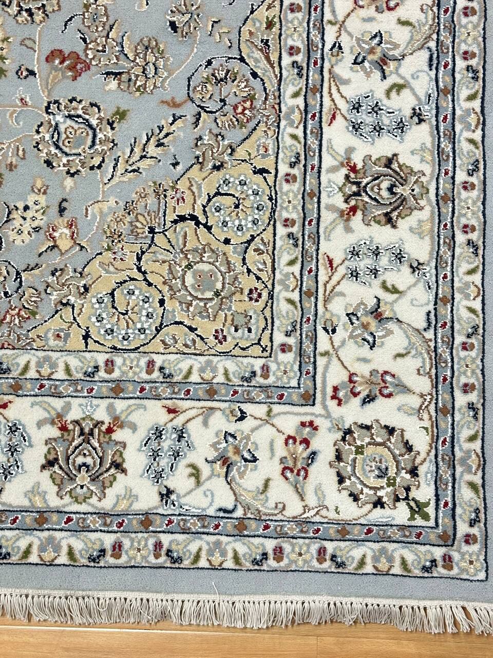 2 x 2 M Indian Wool & Silk Nain Design Rug - Image 9