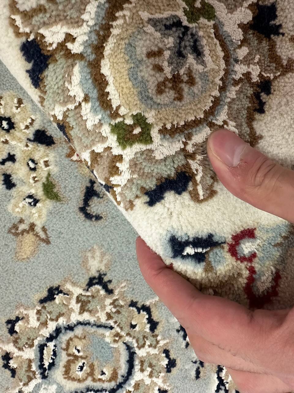 2 x 2 M Indian Wool & Silk Nain Design Rug - Image 8