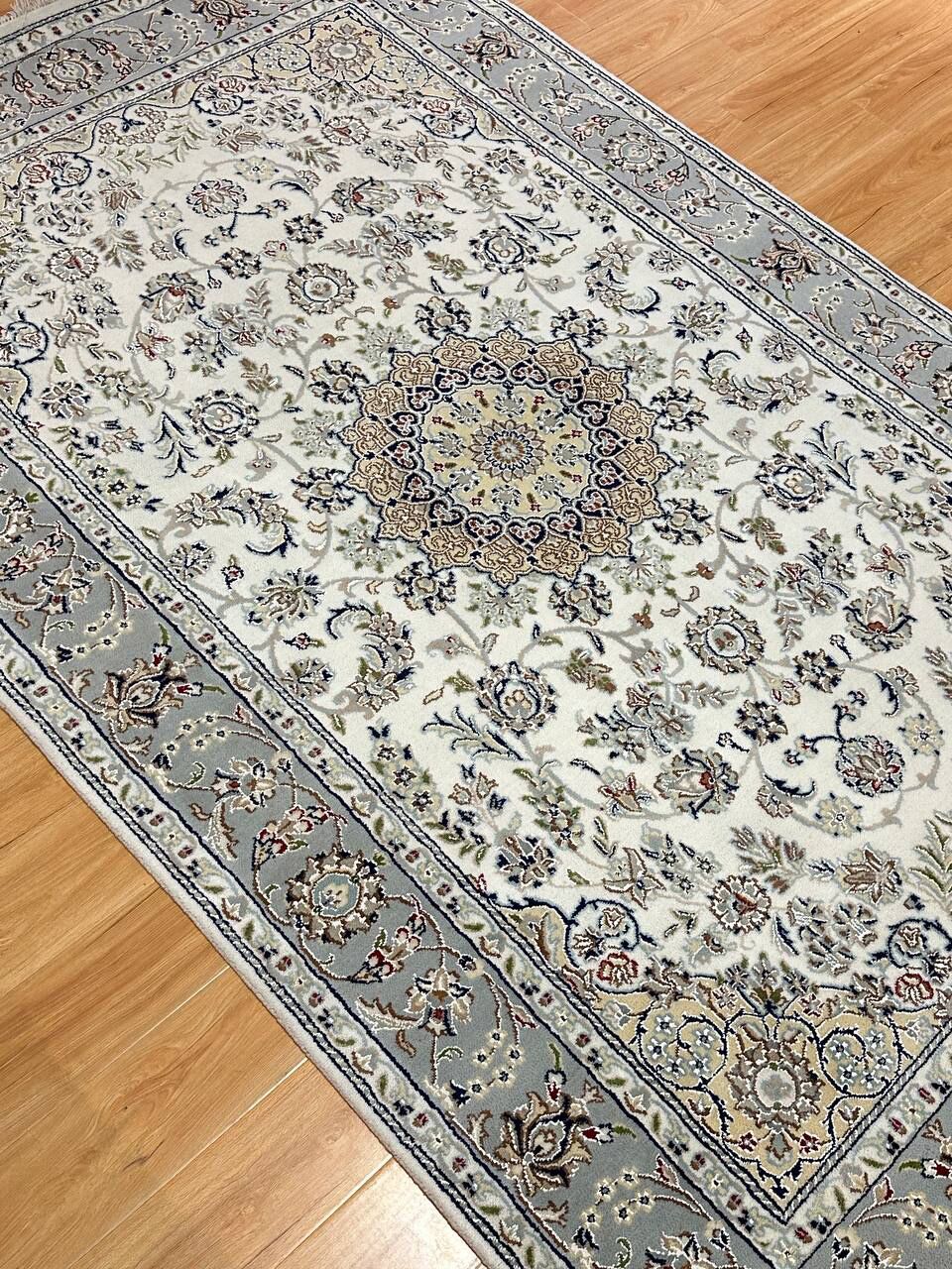 2.4 x 1.5 M Indian Wool & Silk Nain Design Rug - Image 4