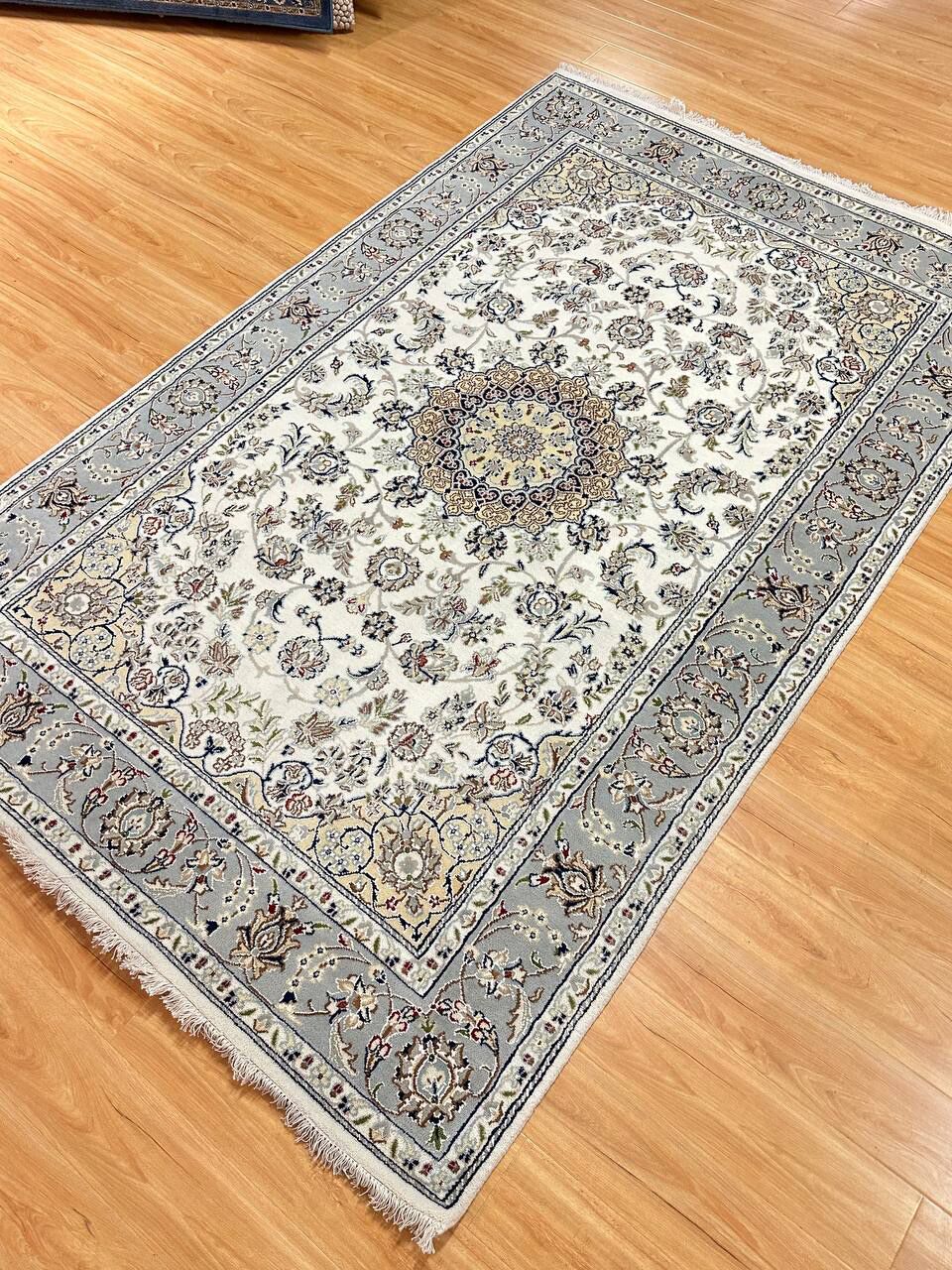 2.4 x 1.5 M Indian Wool & Silk Nain Design Rug - Image 6