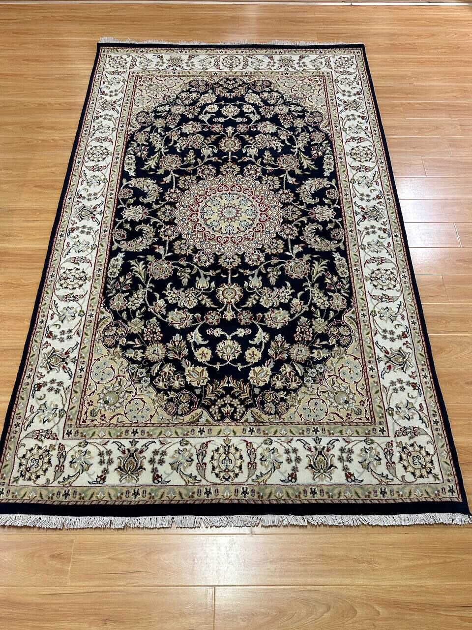 2.45 x 1.5 M Indian Wool & Silk Nain Design Rug - Image 2