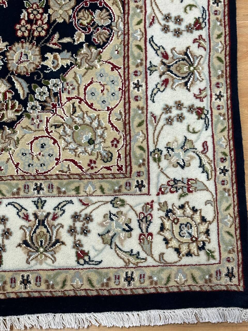 2.45 x 1.5 M Indian Wool & Silk Nain Design Rug - Image 4