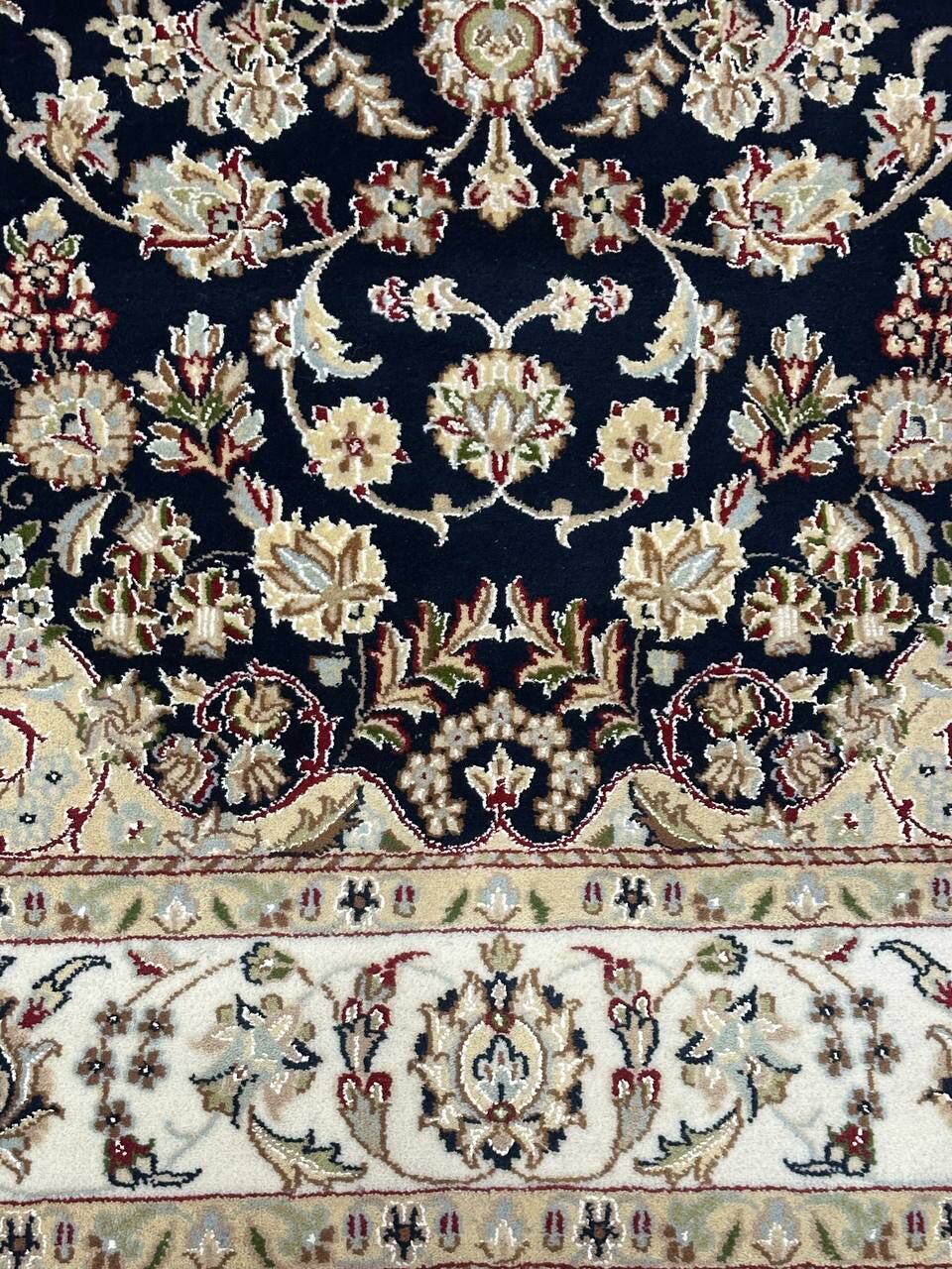 2.45 x 1.5 M Indian Wool & Silk Nain Design Rug - Image 6