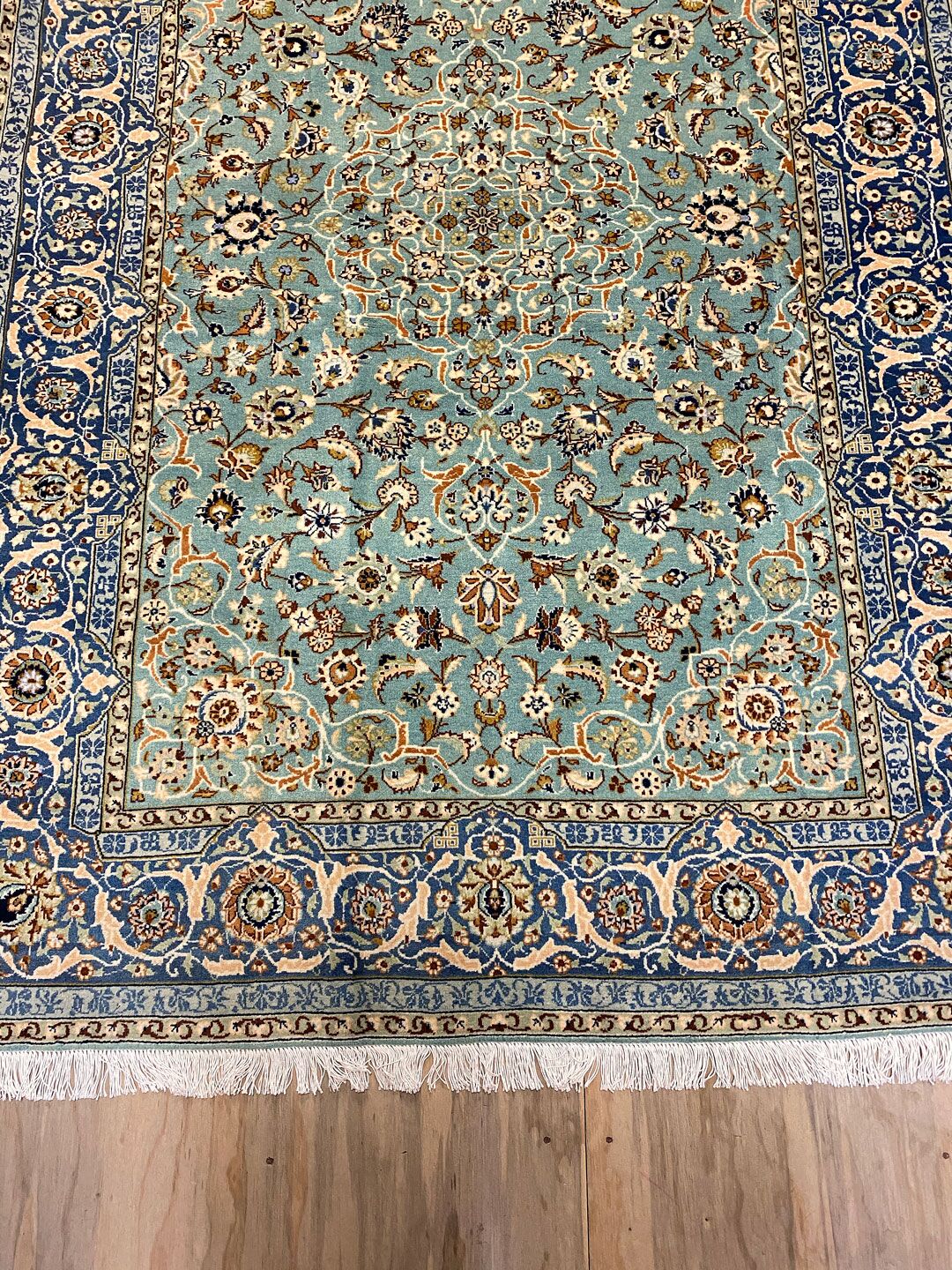 2.1x1.4M Antique Pistachio Tone Persian Kashan Rug - Image 2