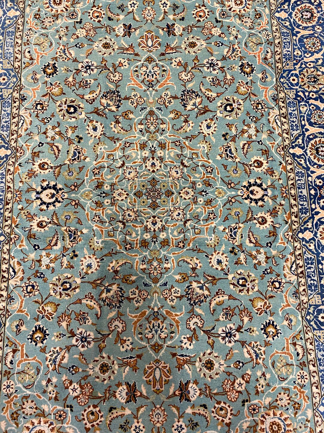 2.1x1.4M Antique Pistachio Tone Persian Kashan Rug - Image 4