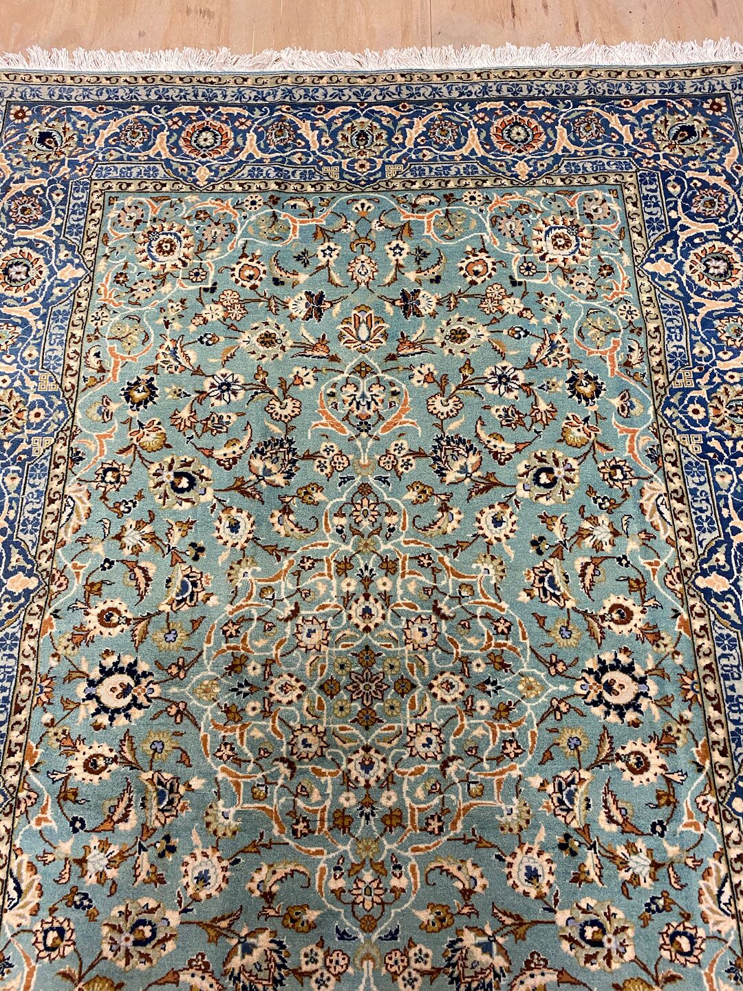 2.1x1.4M Antique Pistachio Tone Persian Kashan Rug - Image 5