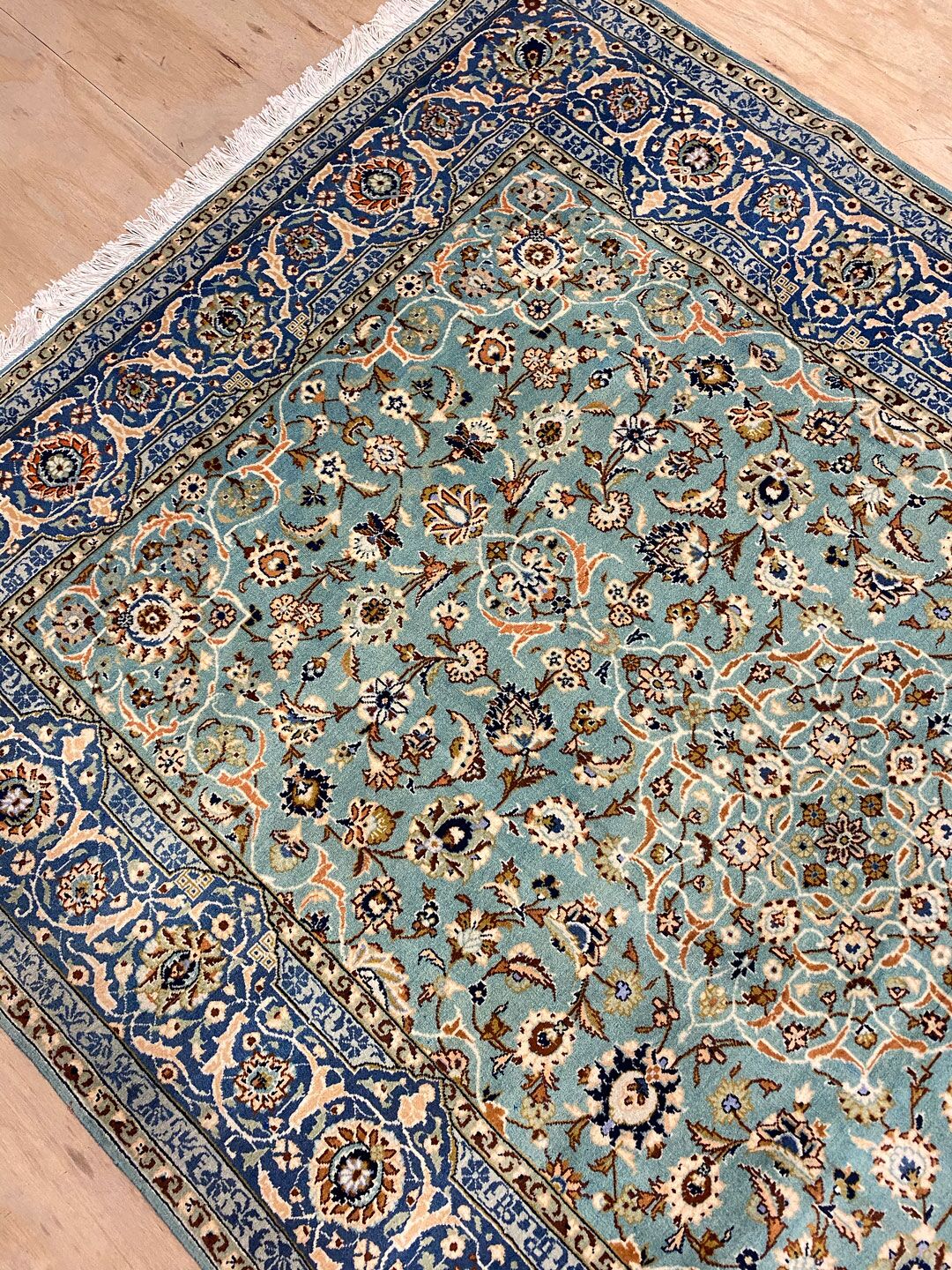2.1x1.4M Antique Pistachio Tone Persian Kashan Rug