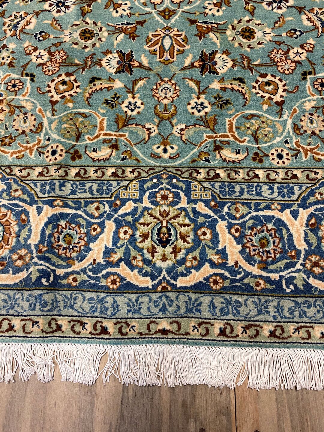 2.1x1.4M Antique Pistachio Tone Persian Kashan Rug - Image 7