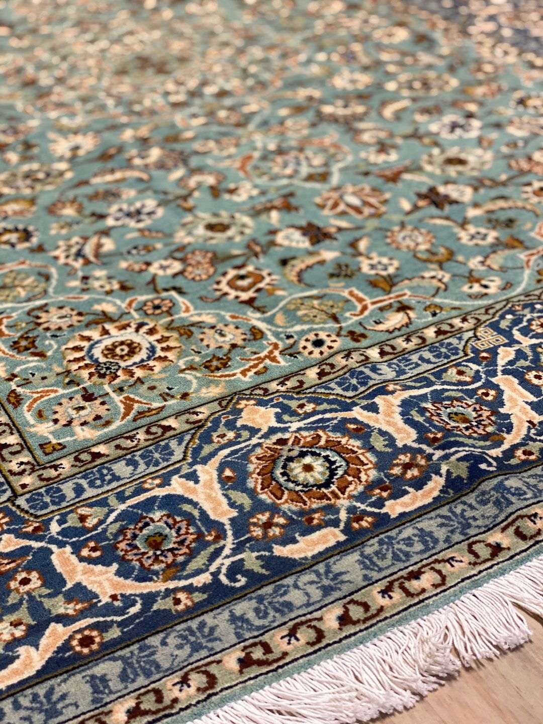 2.1x1.4M Antique Pistachio Tone Persian Kashan Rug - Image 8
