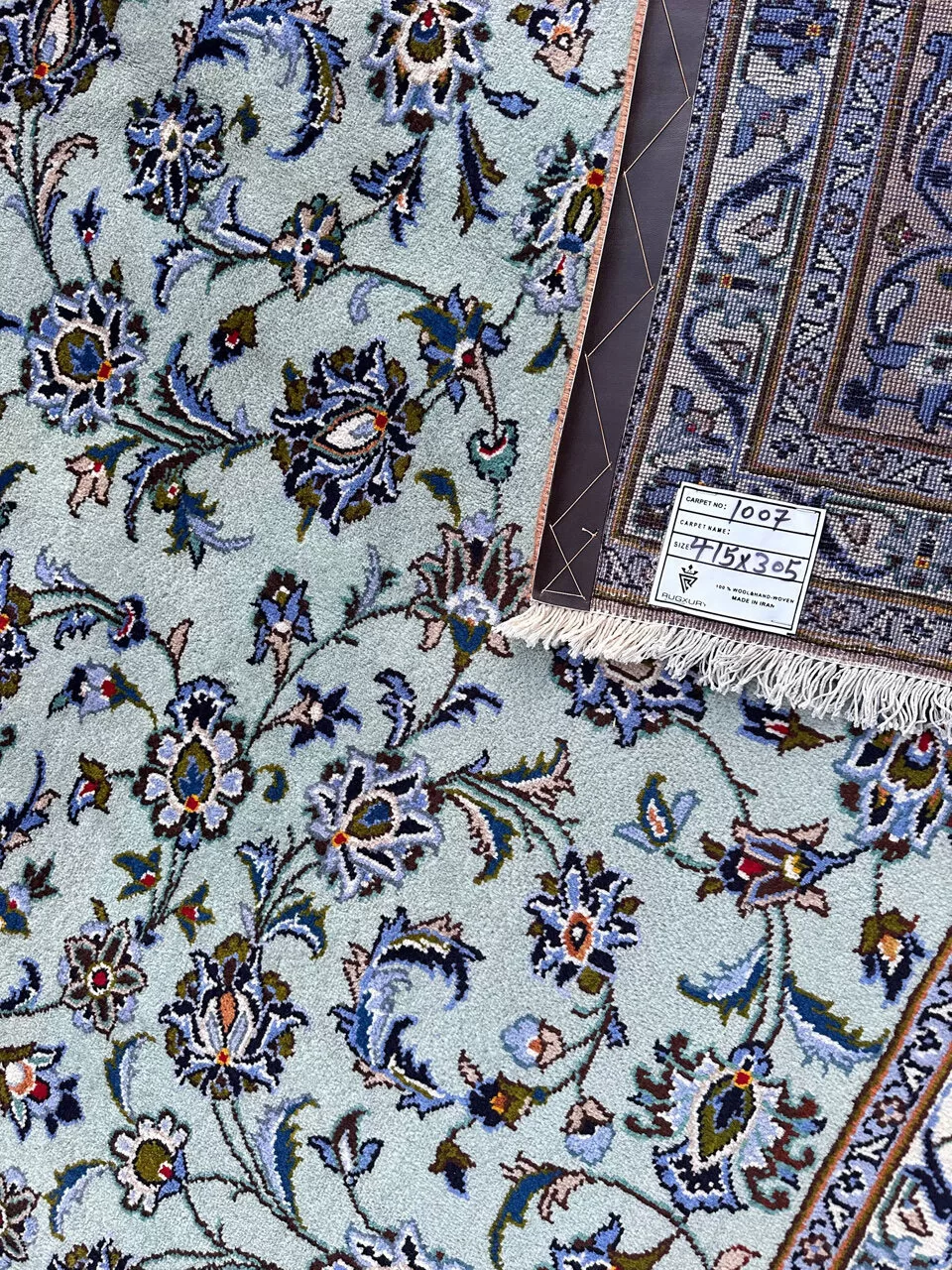 4.1x3M Pistachio Tone Persian Kashan Rug - Image 17