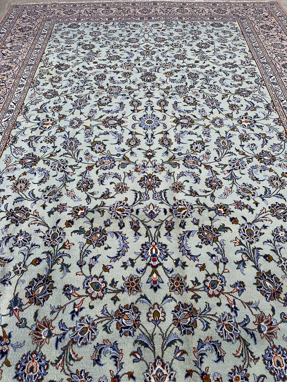 4.2x3M Pistachio Tone Persian Kashan Rug - Image 7