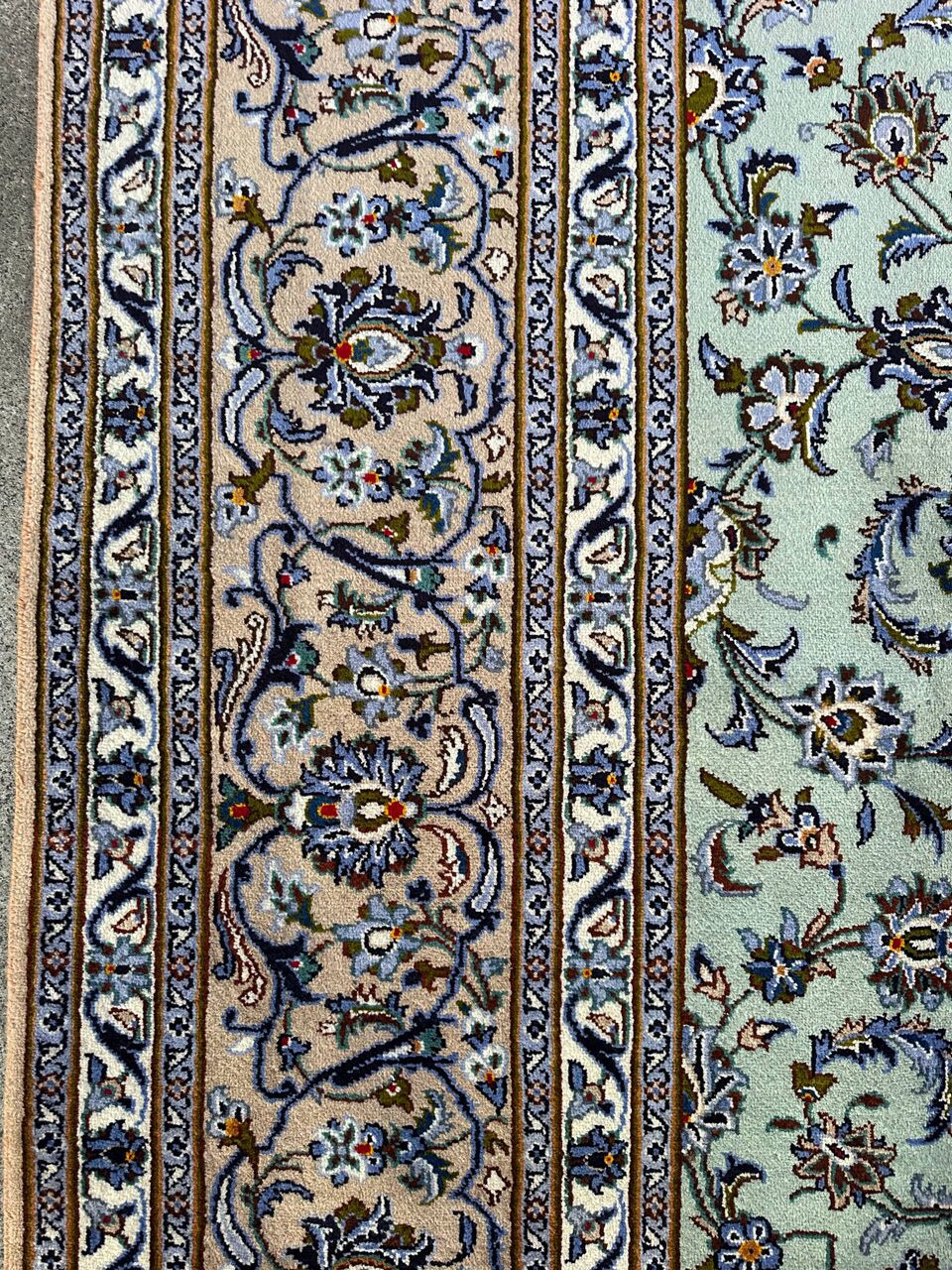 4.2x3M Pistachio Tone Persian Kashan Rug - Image 9