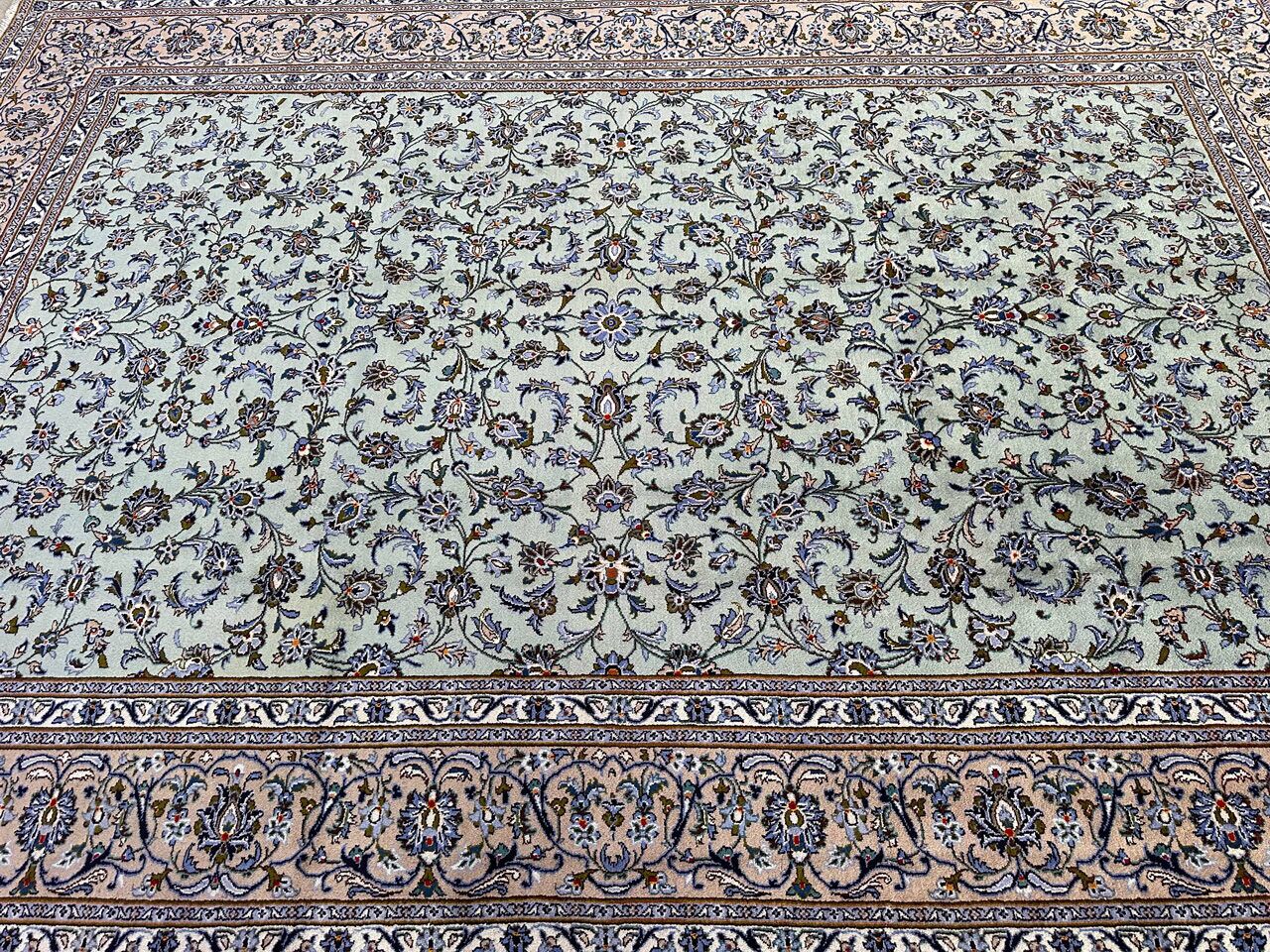 4.2x3M Pistachio Tone Persian Kashan Rug - Image 10