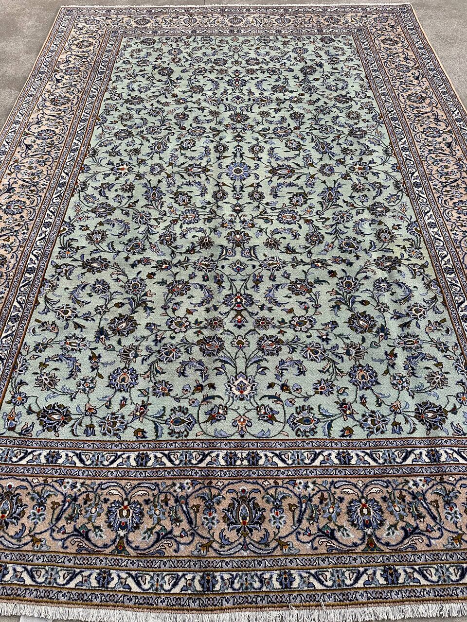 4.2x3M Pistachio Tone Persian Kashan Rug - Image 5