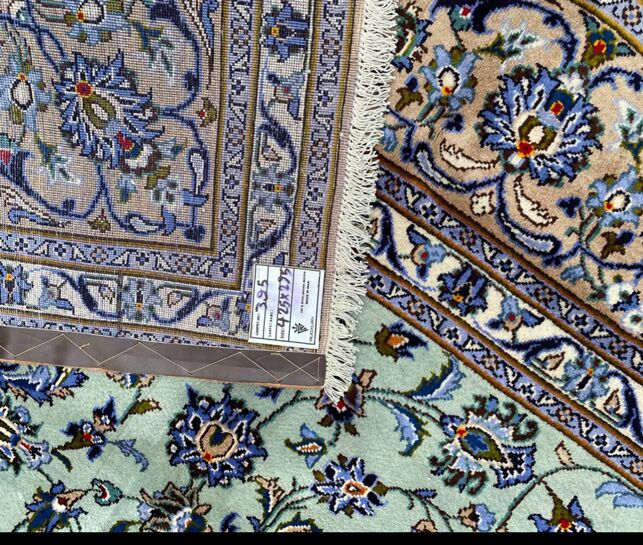4.2x3M Pistachio Tone Persian Kashan Rug - Image 12