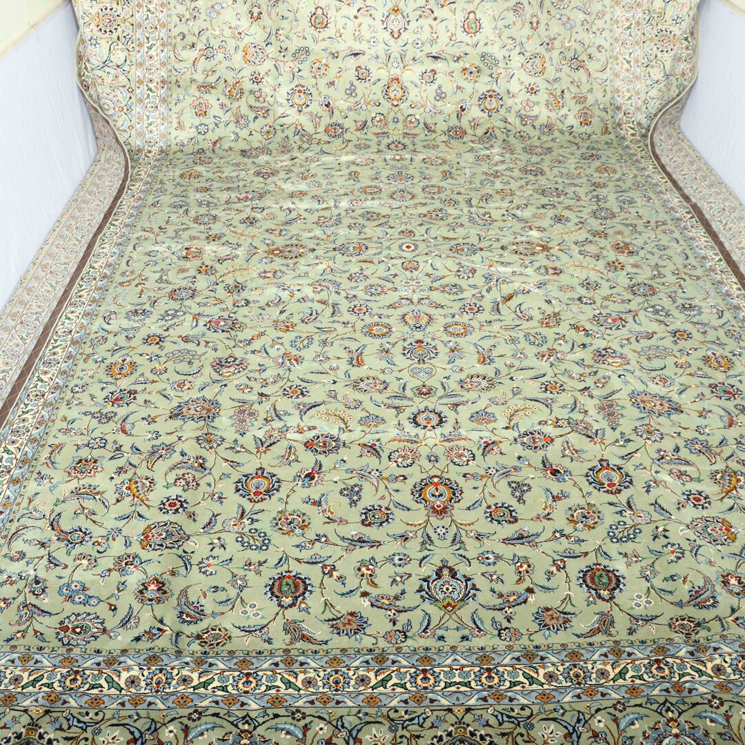 6x4M Antique Massive size Pistachio Kashan Rug - Image 4