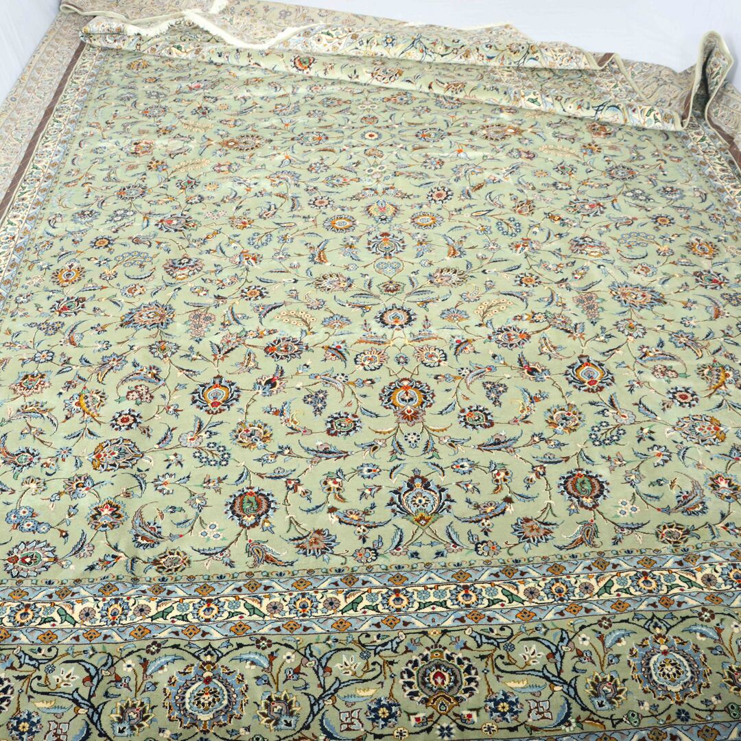 6x4M Antique Massive size Pistachio Kashan Rug - Image 5