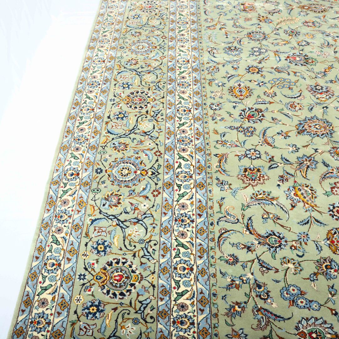 6x4M Antique Massive size Pistachio Kashan Rug - Image 6
