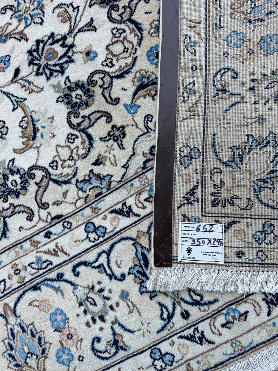 3.5x2.4M Beige Persian Kashan Rug - Image 8