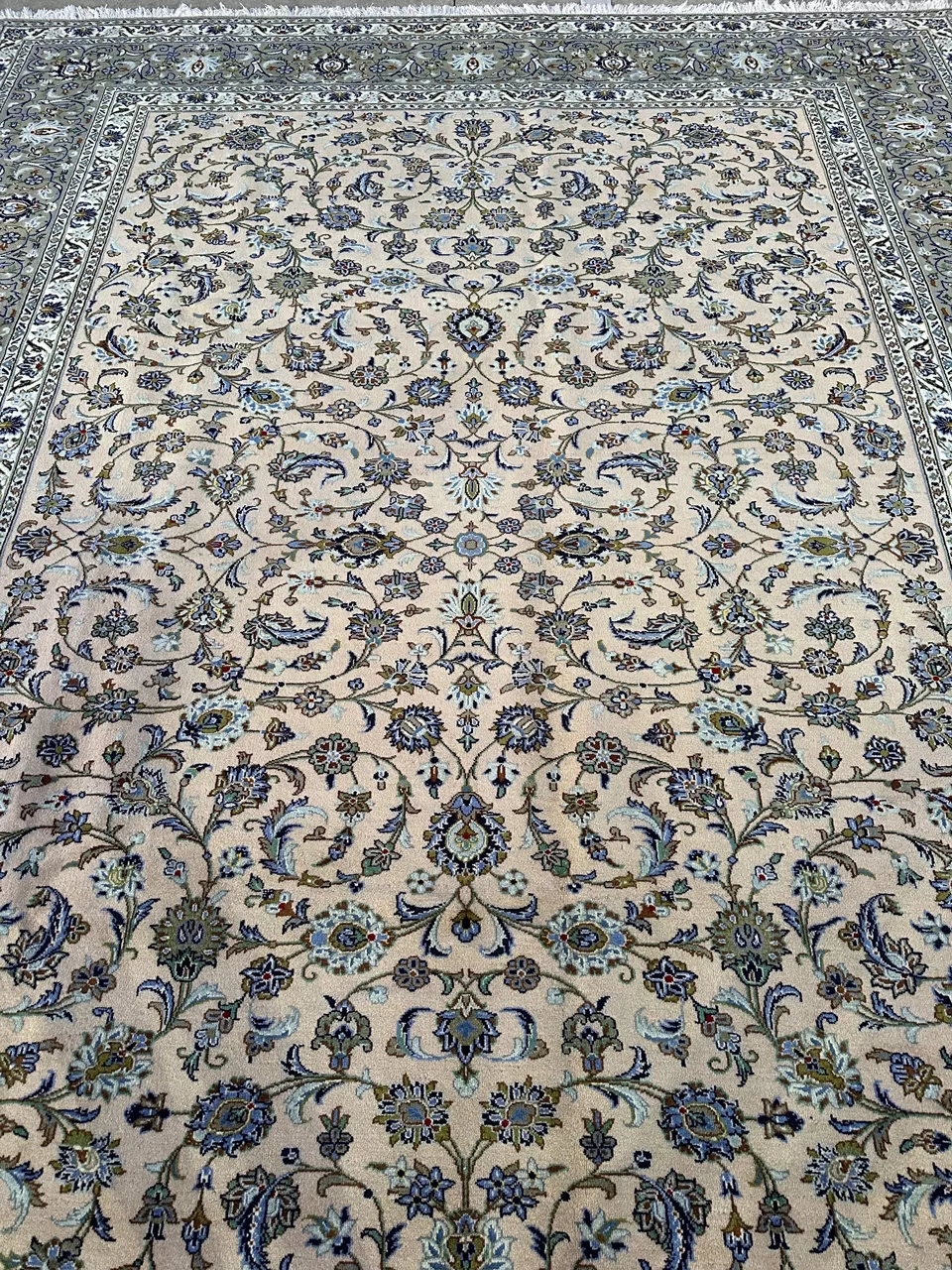 4x3M Signed Beige Kashan Rug - Image 14