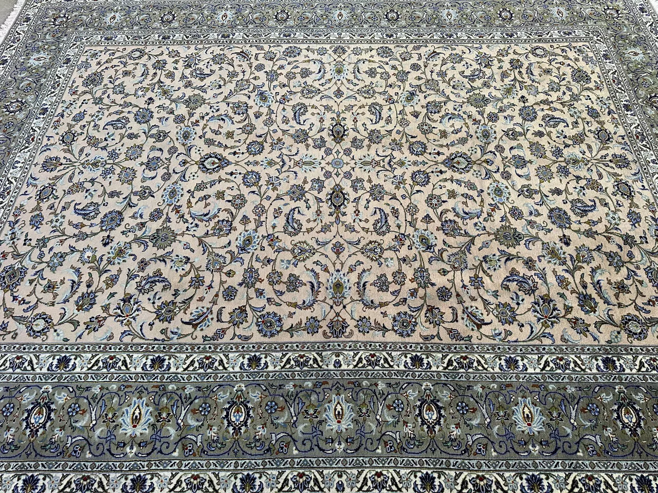 4x3M Signed Beige Kashan Rug - Image 17