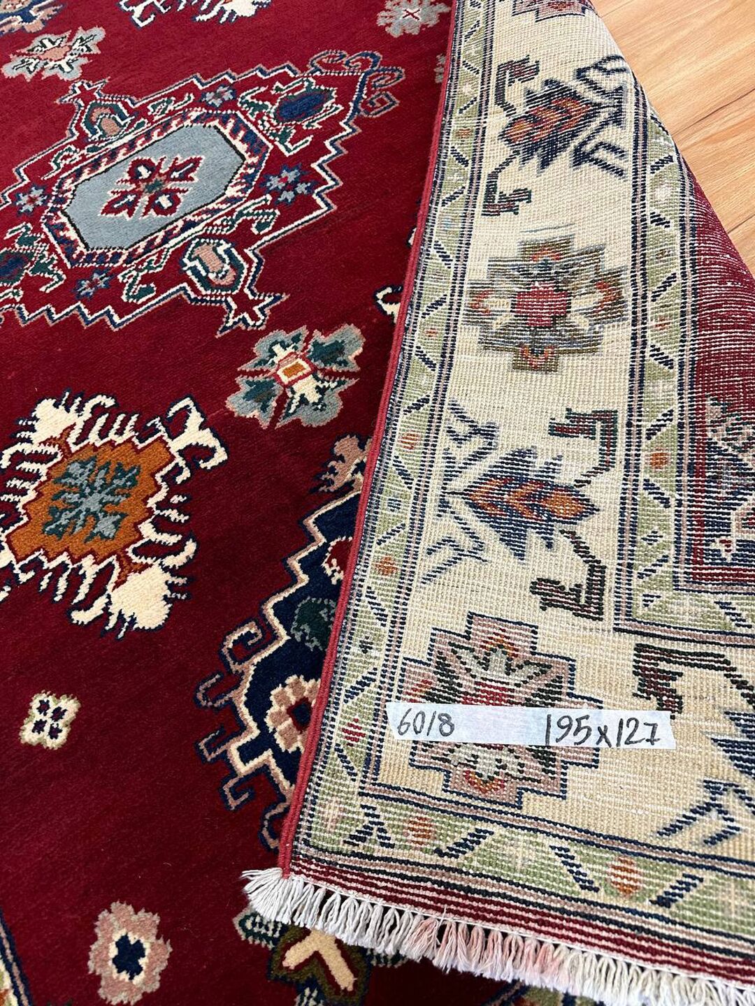 2×1.2 M Afghan Kazak Rug - Image 9