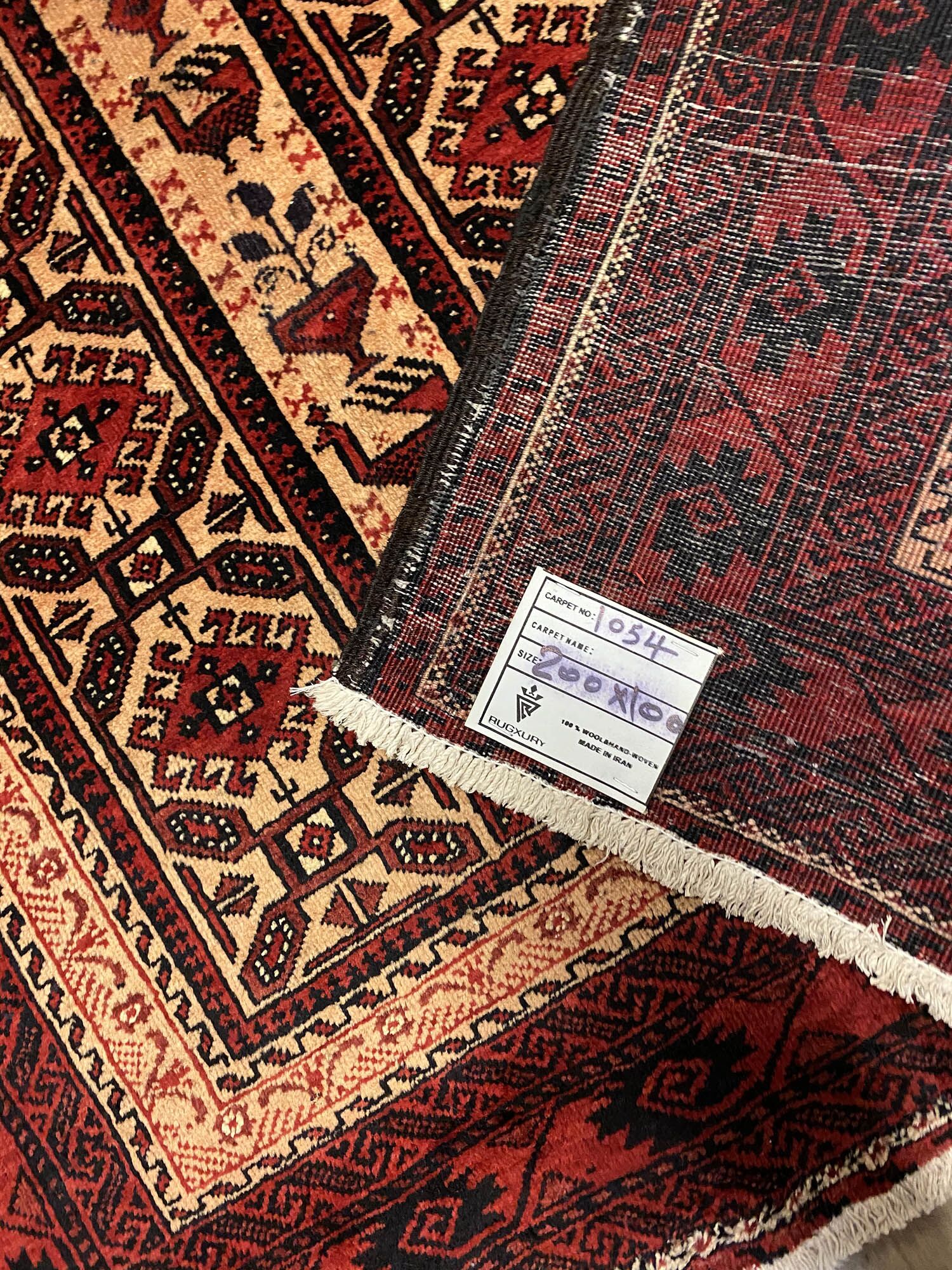 2x1M Persian Balouchi Nomadic Rug - Image 2