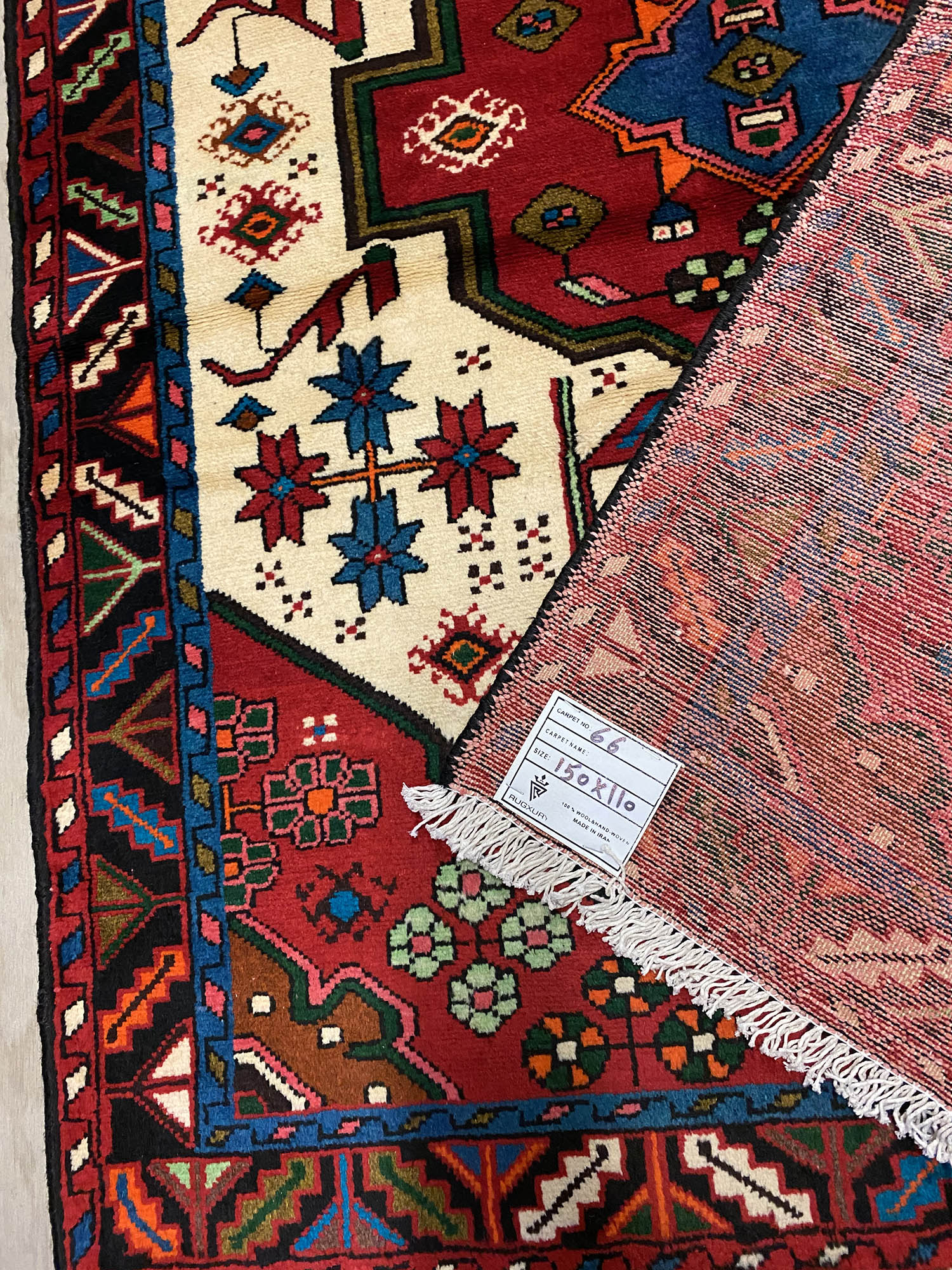 1.5x1.1M Village Persian Saveh Rug - Image 6