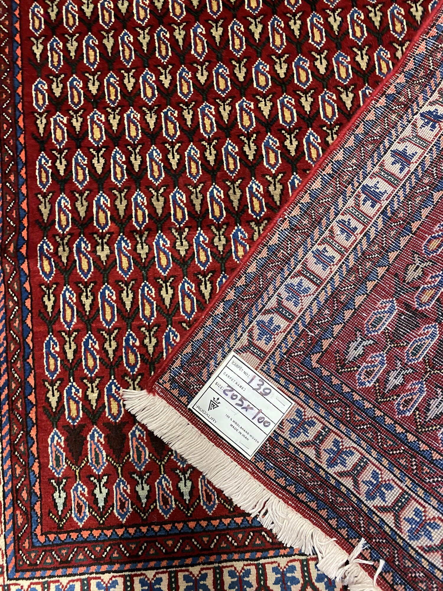 2x1M Fine Persian Abadeh Rug Boteh Paisley (shiraz) - Image 6