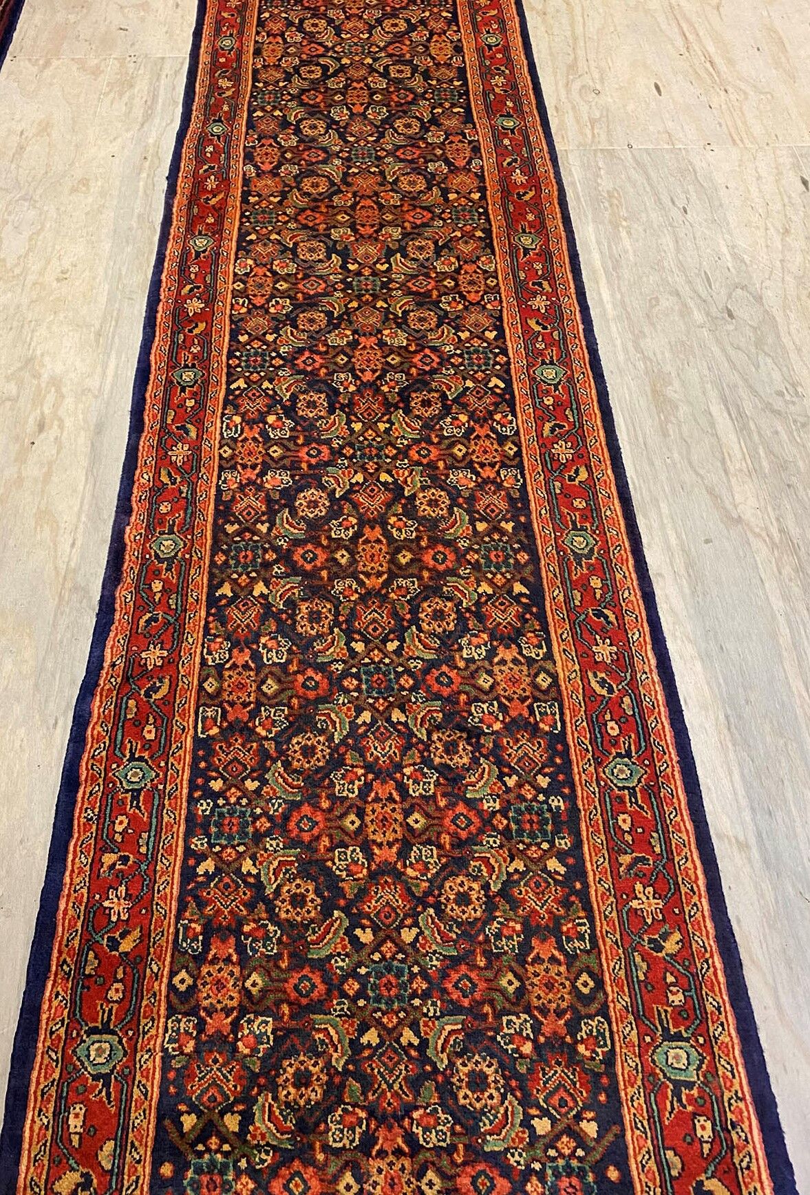 ANTIQUE 4M Handmade Hamedan Runner(45Years Old) - Image 6