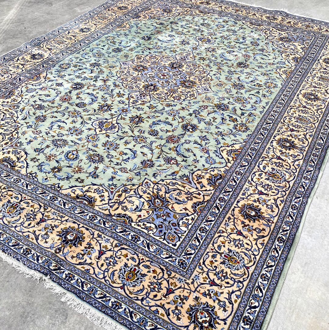 4x3M Signed Pistachio Tone Persian Kashan - Image 2