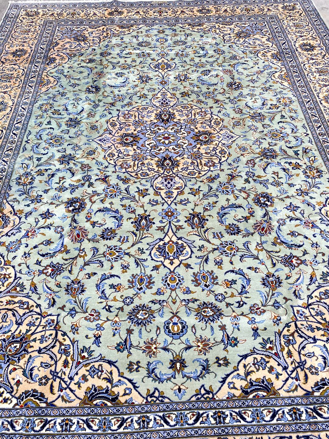 4x3M Signed Pistachio Tone Persian Kashan - Image 3