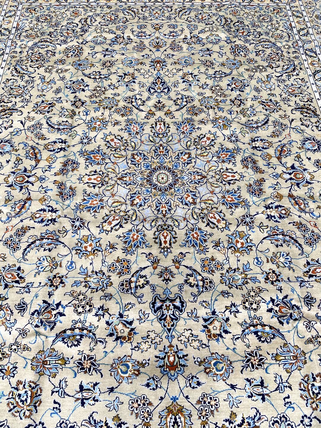 4x3M Signed Pistachio Tone Persian Kashan Rug