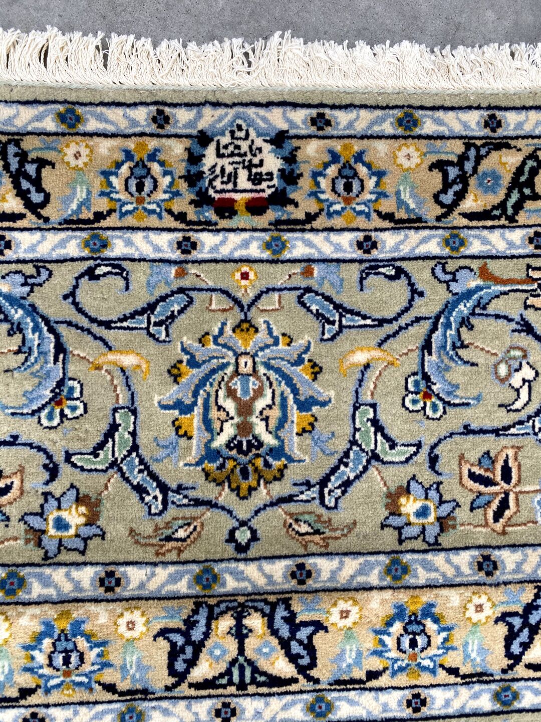 4x3M Signed Pistachio Tone Persian Kashan Rug - Image 11