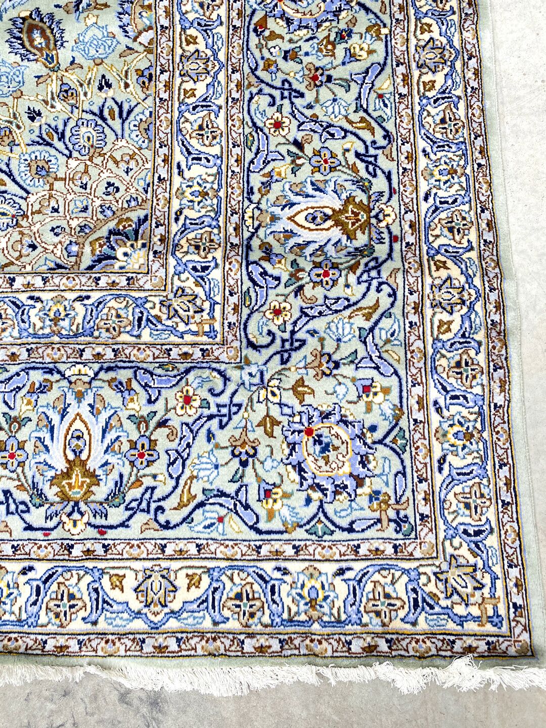 4.2x3M Signed Pistachio Tone Persian Kashan Rug - Image 5