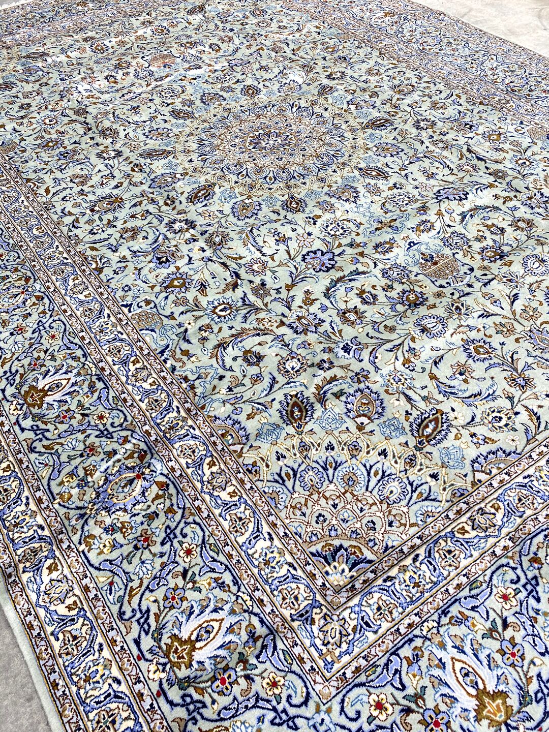 4.2x3M Signed Pistachio Tone Persian Kashan Rug - Image 7