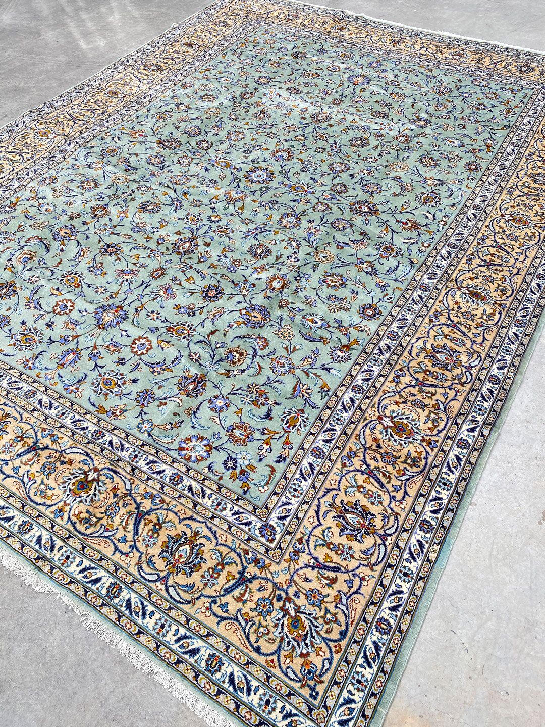 4x3M Pistachio Tone Persian Kashan Rug - Image 5