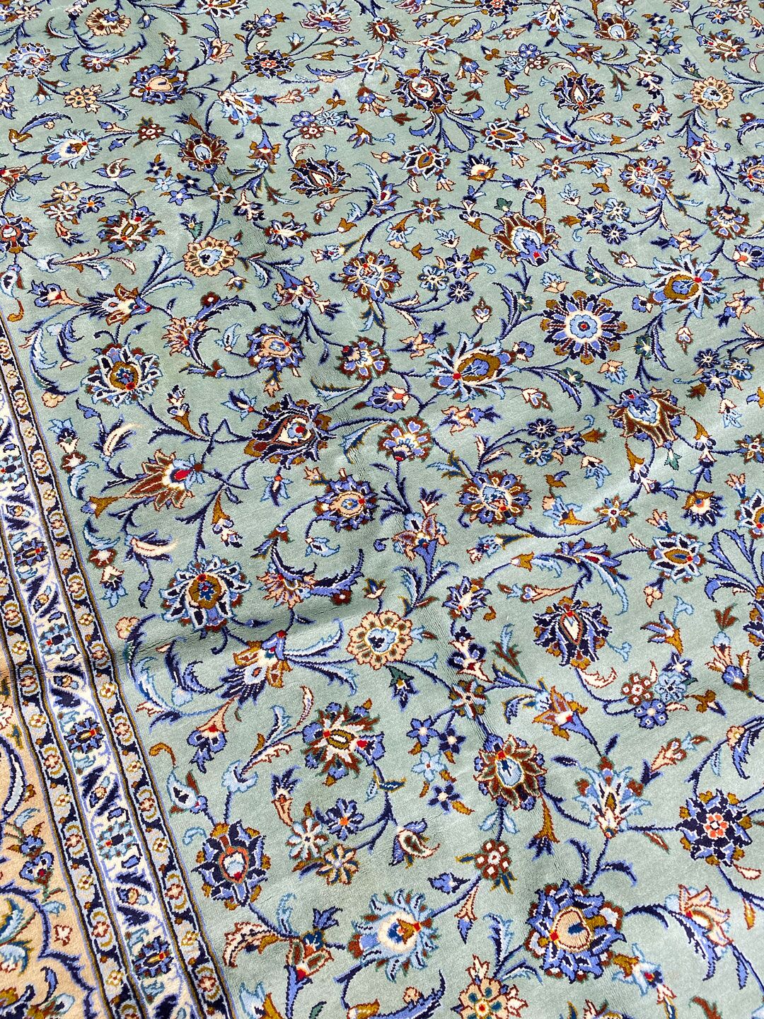 4x3M Pistachio Tone Persian Kashan Rug - Image 4