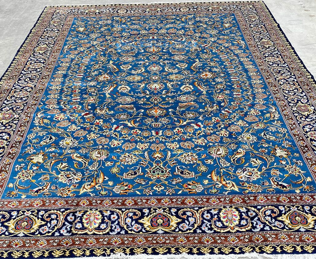 4.1x3M Signed Indigo Blue Kashan Rug - Image 9
